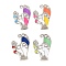 Alloy Enamel Rhinestone Pendants, Rack Plating, Surfer Girl Charms, Cadmium Free & Nickel Free & Lead Free, Platinum, Mixed Color, 30x18.5x14.5mm, Hole: 2mm