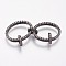 Brass Micro Pave Cubic Zirconia Links Rings, Oval, Clear, Gunmetal, 46x15x2mm, Hole: 2x3mm