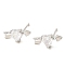 Heart with Arrow Platinum Brass Stud Earrings, with Clear Cubic Zirconia, Long-Lasting Plated, Lead Free & Cadmium Free, Clear, 6x13mm