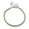 Polyester Cord Braided Bracelet Makings, with Stainless Steel Claw Lobster Clasps, Brass Findings, Long-Lasting Plated, Lawn Green, 7-3/8 inch(18.8cm)