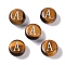Natural Tiger Eye Beads, Rondelle with Letter, Letter A, 8.5~9x5~5.5mm, Hole: 1.2mm