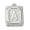 Anti-Tarnish 304 Stainless Steel Pendants, Rectangle with Letter Charm, Letter A, 24.5x18x3mm, Hole: 1.8mm