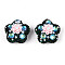 Flower Shape Polymer Clay Rhinestone Beads, with Resin & ABS Plastic Pearl, for Beadable Pens, Keychains, Jewelry and Crafts, Dark Green, 25.5x26.5x18.5mm, Hole: 1.8mm