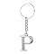 Alloy Keychains, with Split Key Ring, Platinum, Letter P, 90mm, Pendant: 35x26x3.8mm