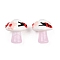 Handmade Lampwork Enamel Beads, Hand Drawn Beads, Mushroom, White, 17.5~18.5x15~15.5mm, Hole: 1.2mm