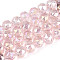 AB Color Plated Transparent Glass Round Beads Strands, Faceted, Misty Rose, 7.5~8.5x7~7.5mm, Hole: 1.2~1.6mm, about 25~26pcs/strand, 6.89~7.48''(17.5~19cm)