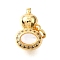 Brass Micro Pave Cubic Zirconia Shell Pendants, with Jump Ring, Gourd, Real 18K Gold Plated, 10x15.5x11mm, Hole: 3.5mm