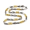 201 Stainless Steel Hollow Column Links Chain Necklace, with 304 Stainless Steel Clasps, Golden & Stainless Steel Color, 23.78 inch(60.4cm), link: 20x5.5x5.5mm and 20x7x7mm