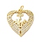 Mother's Day Brass Micro Pave Clear Cubic Zirconia Pendants, Heart, Real 16K Gold Plated, 21.5x19.5x3mm, Hole: 3mm