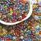 Glass Seed Beads, Trans. Colours Lustered, Round, Mixed Color, 4mm, Hole: 1.5mm, about 4500pcs/pound