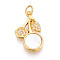 Brass Micro Pave Clear Cubic Zirconia Pendants, with Shell, Cherry, with Jump Ring, Real 18K Gold Plated, 21x12x2mm, Hole: 3.5mm