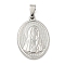 Non-Tarnish 304 Stainless Steel Pendants, Religious Theme Charm, Oval with Virgin Mary, Stainless Steel Color, 24x16x2~2.5mm, Hole: 5x3mm