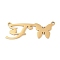 304 Stainless Steel Pendants, Letter & Butterfly Charms, Letter F, 10.5x30.5x0.9mm, Hole: 1.2mm