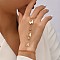 Alloy Rhinestone Link Bracelets, Ring Bracelets for Women, Butterfly, Golden, 6-1/4 inch(16cm)