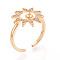 Sun Shape Brass Micro Pave Clear Cubic Zirconia Cup Peg Ring Settings, Cuff Ring Settings for Half Drilled Beads, Real 18K Gold Plated, 15.3mm, Inner Diameter: 17.4~18mm