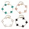 Brass Beaded Bracelets, with Glass Links, Cross, Mixed Color, 7-1/8 inch(18.2cm)