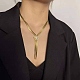 Collier lariat pendentif perle acrylique NJEW-P271-03G-A-5