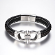 Men's Braided Leather Cord Bracelets BJEW-H559-15G-1
