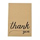 クラフト紙ありがとうグリーティング カード  単語模様の長方形  感謝祭のために  バリーウッド  72x100x1mm DIY-F120-01D-4