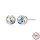 Orecchini a bottone con sfera di strass in argento sterling placcato rodio EJEW-BB70539-1