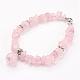 Naturel rose de bracelets de perles de quartz BJEW-JB02737-01-1