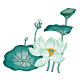 蓮の花と蓮の花のさやの模様 ポリエステル生地 コンピュータ化された刺繍布 縫い付けアップリケ  衣装チャイナアクセサリー  ティール  240x240x1mm PATC-WH0009-01B-1