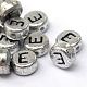 Perles de lettre à trou horizontal en acrylique plaqué PACR-Q099-03E-1