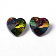 Faceted Heart Electroplated Glass Pendants X-EGLA-R082-04-3