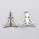 Bijoux de yoga coloré strass de verre en laiton humaine pendentifs de chakra KK-N0054-01-1
