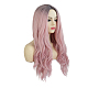 長いかつら  女性のセクシーなオンブルパーティーの巻き毛  合成かつら  耐熱高温繊維  ピンク  27.6インチ（70cm） OHAR-L010-006A-2