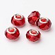 Perles européennes à grand trou en verre rondelle à facettes de couleur rouge foncé X-GPDL-H004-12-1