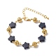 Bracelets à maillons en pierre d'or bleue synthétique étoile BJEW-JB08751-1