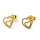 Double Heart Stud Earrings with 316 Stainless Steel Pins and Crystal Rhinestone Pendant SJEW-F218-02G-2