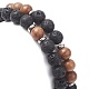 2 pièces 2 style bois naturel et roche de lave ensemble de bracelets extensibles perlés ronds pour femmes BJEW-JB09381-04-5