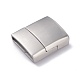 Matte 304 Stainless Steel Rectangle Magnetic Clasps with Glue-in Ends STAS-E089-41E-1