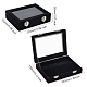 OLYCRAFT Velvet Jewelry Boxes Tray Display Cases with Transparent Lid Jewelry Organizers with MDF Wood and Iron Locks for Rings Studs Earrings Necklace Bracelet - 6x8x2