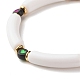 Bracelet extensible en perles de tube incurvé en acrylique avec coeur pour femme BJEW-JB07586-6