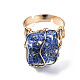 Adjustable Natural Lapis Lazuli Finger Rings RJEW-T019-02C-KC-2