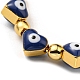 Heart with Evil Eye Enamel Slider Bracelet with Box Chains BJEW-G675-01G-01-2