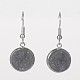 Silver Color Plated Flat Round Brass Druzy Resin Dangle Earrings EJEW-JE01664-2