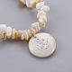 White Shell Chip Beads Charm Stretch Bracelets BJEW-JB03981-03-2