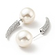 Corno di zirconi chiari con orecchini a bottone con perla acrilica davanti e dietro EJEW-G295-02A-P-2