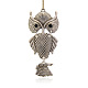 Antique Silver Plated Alloy Rhinestone Large Pendants Owl for Halloween Necklace Making ALRI-J081-02AS-1