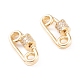 Brass Micro Pave Clear Cubic Zirconia Screw Carabiner Lock Charms KK-F814-38G-2
