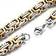Ion Plating(IP) Two Tone 201 Stainless Steel Byzantine Chain Bracelet for Men Women BJEW-S057-86A-03-3
