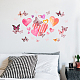 Superdant corazón mariposa pegatinas de pared vinilo rosa extraíble pelar y pegar calcomanías de pared lindo arte creativo imagen decoración para niñas dormitorio sala de estar DIY-WH0228-754-4