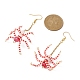 Boucles d'oreilles pendantes araignée d'Halloween EJEW-MZ00098-3
