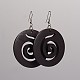 Flat Round Circled Wood Dangle Earrings EJEW-F0090-01I-1