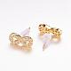 Brass Micro Pave Cubic Zirconia Stud Crawler Earrings EJEW-P119-03G-2