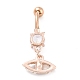 Evil Eye Drop Belly Button Rings for Women AJEW-C010-01RG-2